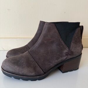 Sorel Cate Bootie Brown Women's SZ 7.5 Block Heel Ankle Bootie Waterproof Boho